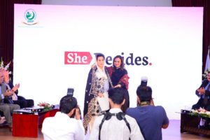 With former Speaker Pakistan National Assembly as Minister launching 'She decides' women empowerment campaign